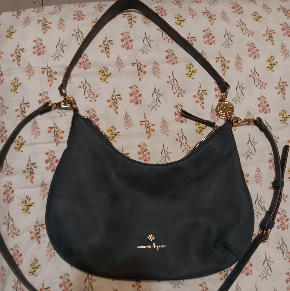 Nanette Lepore Black Shoulder Bag with Gold Accents